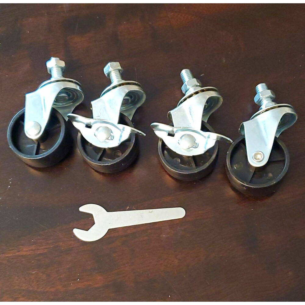 Lot of 4 Swivel Threaded Stem Caster Wheels with Brake and Wrench